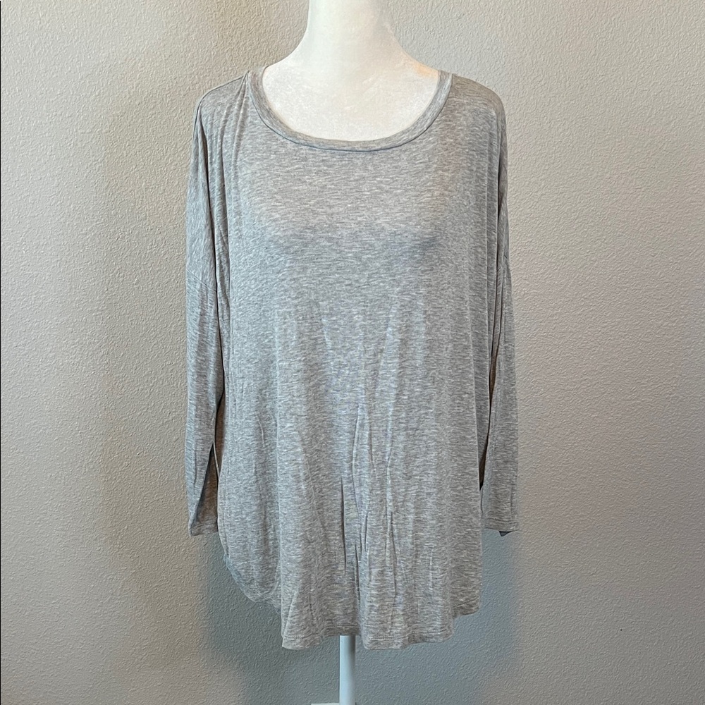 Loft Scoopneck Long Sleeve TShirt Gray Size Large